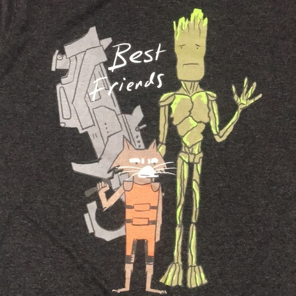 Marvel “Best Friends” Groot & Rocket Gray Screen Print Unisex T-Shirt size M - Picture 4 of 7